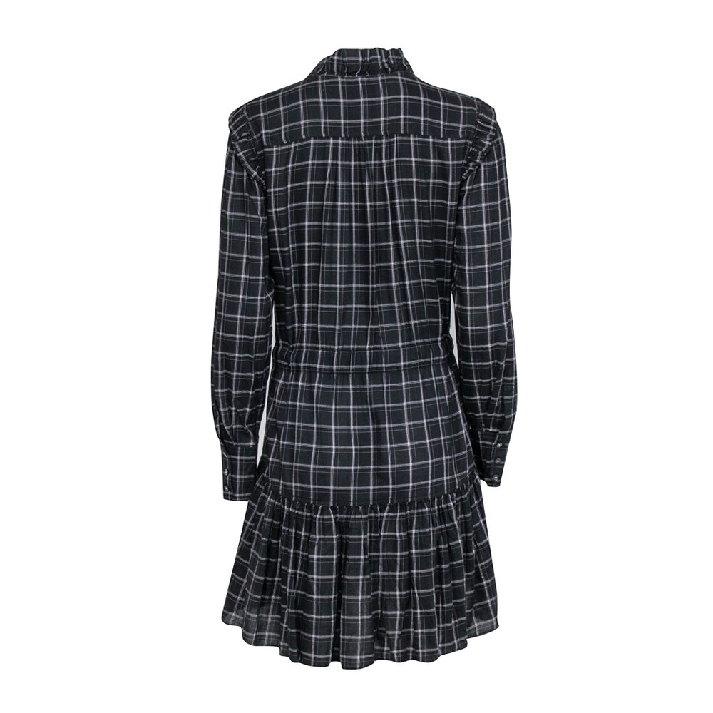Rebecca Taylor La Vie Drapey Black Plaid Ruffle Long Sleeve Dress - Picture 11 of 16